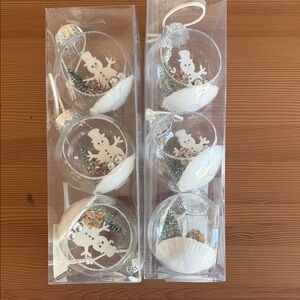 Snowman Glass Ornaments Set - White and Green